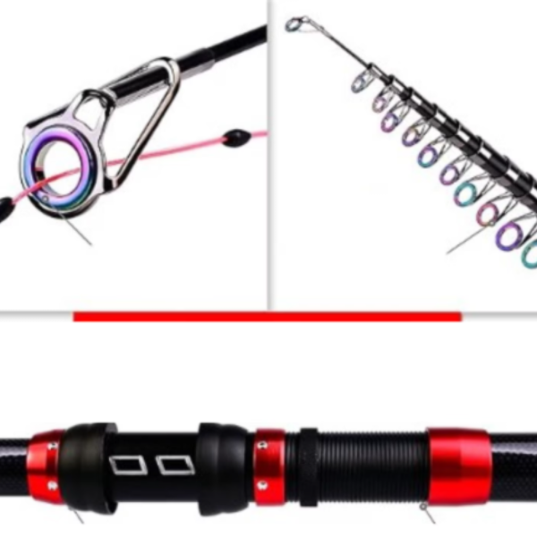 Lanseta telescopica, Adsinio, Carbon, 2.1m, Lungime retractata 41cm, 155g, Inele din carbura de siliciu, SiC, Baza din aliaj, Inel antiexplozie, 7 elementi, Husa de catifea - imagine 2