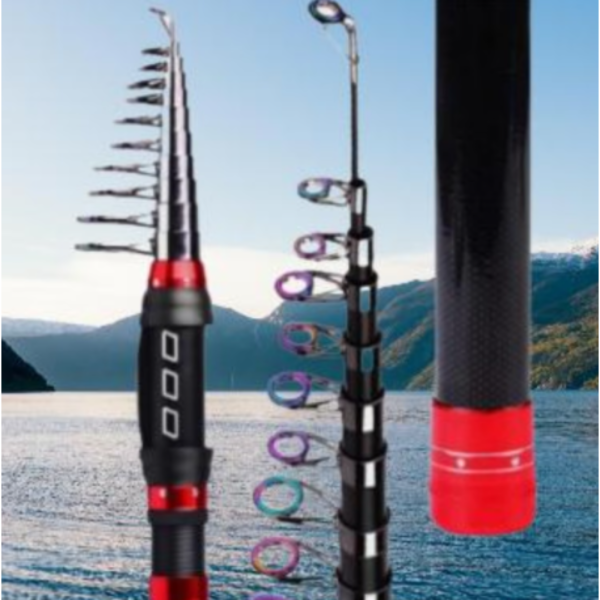 Lanseta telescopica, Adsinio, Carbon, 2.1m, Lungime retractata 41cm, 155g, Inele din carbura de siliciu, SiC, Baza din aliaj, Inel antiexplozie, 7 elementi, Husa de catifea - imagine 3