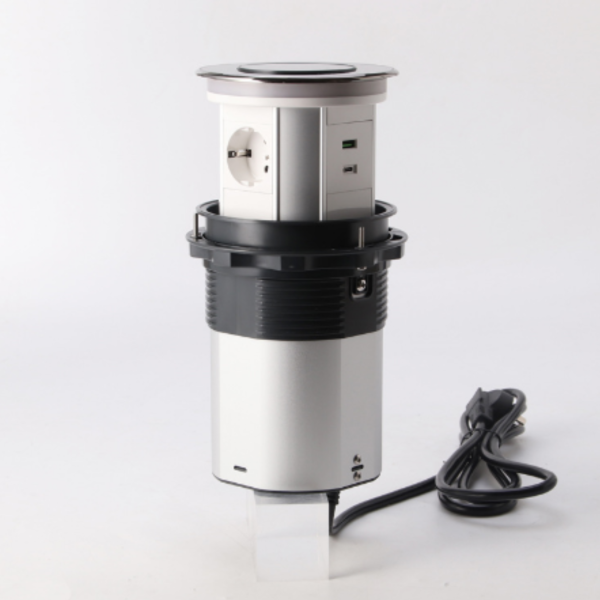 Priza Lift Ridicare/Inchidere Automata, Adsinio, 3 Schuko, 1 USB-A, 1 USB-C, Cablu 1.8m, Intrerupator Alimentare Automat, Incarcare Wirless 15V, Curent nominal 16A, Negru-Gri - imagine 4