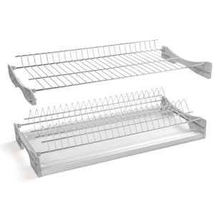 Scurgator Vase din Inox cu 2 Rafturi, Pentru Dulap cu Dimensiune Exterioara de 800mm, Tavita de Plastic, Inox