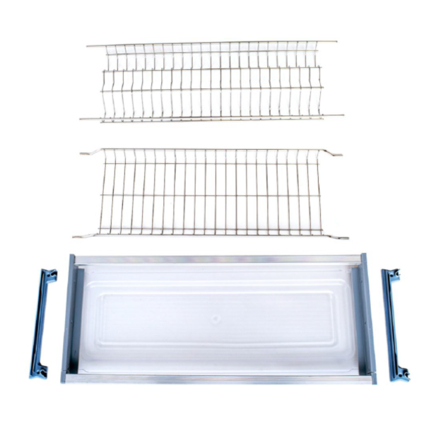 Scurgator Vase din Inox cu 2 Rafturi, Pentru Dulap cu Dimensiune Exterioara de 800mm, Tavita de Plastic, Inox - imagine 2