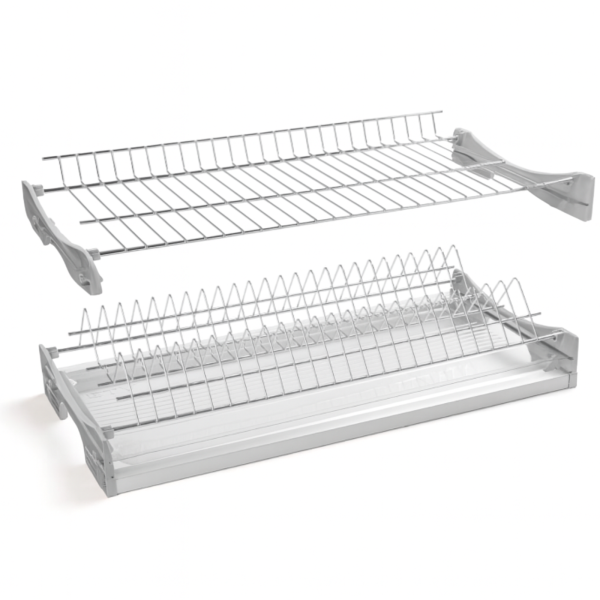 Scurgator Vase din Inox cu 2 Rafturi, Pentru Dulap cu Dimensiune Exterioara de 700mm, Tavita de Plastic, Inox